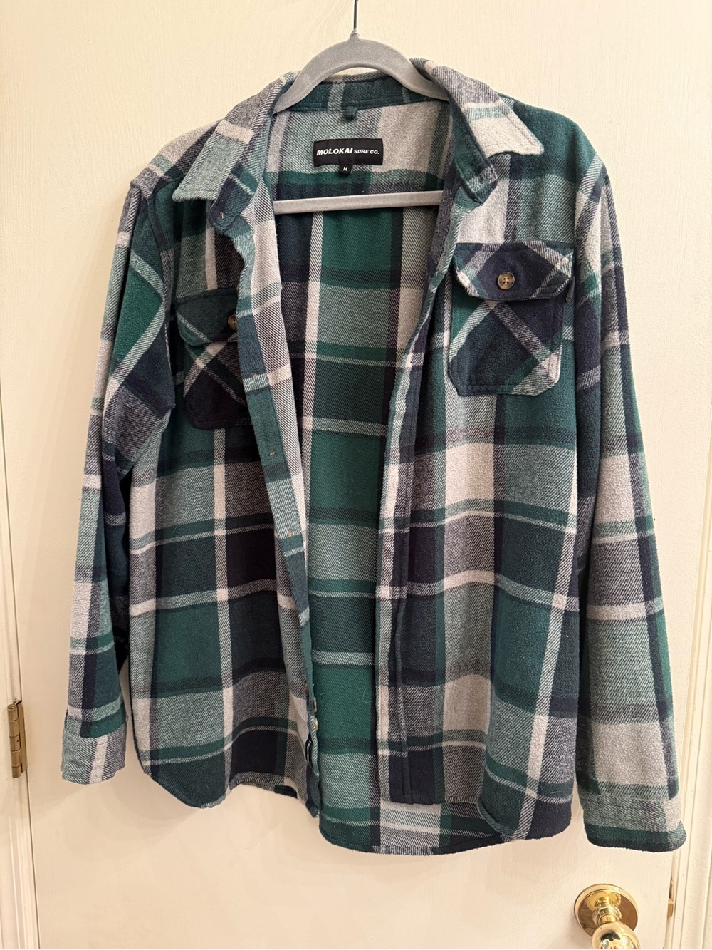 MoloKai Supply Co. Green & Navy Plaid Button-Up Shirt Jacket